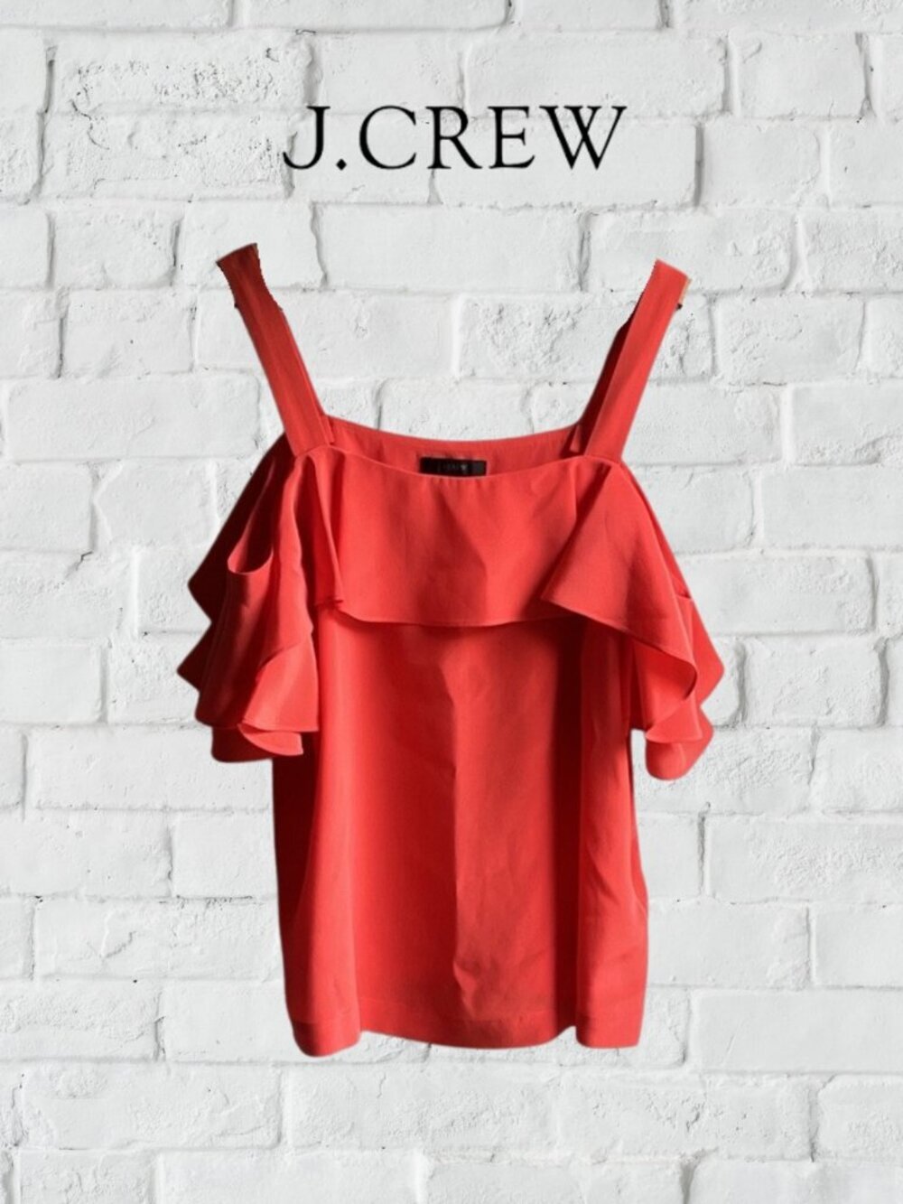 J.Crew 100% Silk Cold Shoulder Top - Red Coral - Size 8